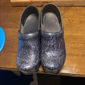 Dansko Black Paisley Platform Shoes